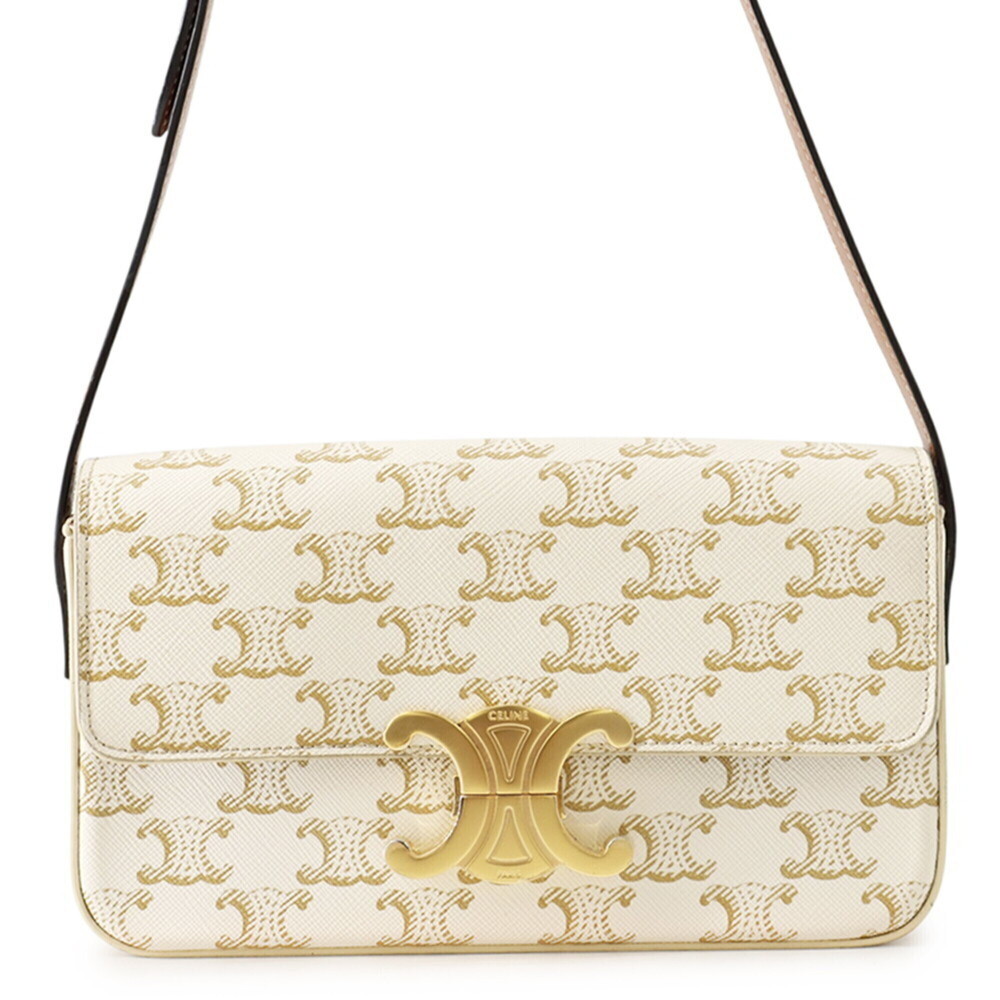 Celine shoulder bag, Triomphe Claude, calfskin, 194142CUZ.01BC, white, handbag,